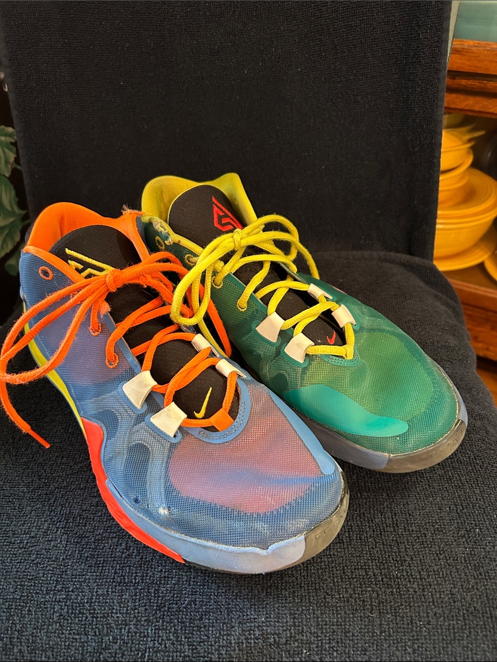 Nike Zoom Freak 1 Colorful Mismatched Sneakers in the ‘What the’ color way